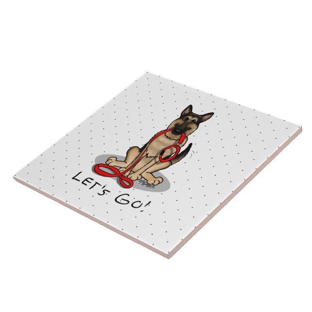 Let's Go! Walk German Shepherd Dog (black tan) Ceramic Tile (Side)