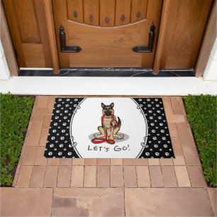 Let's Go! Walk German Shepherd Dog (black tan) Doormat