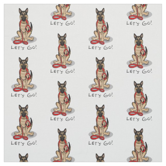 Let's Go! Walk German Shepherd Dog (black tan) Fabric (Swatch)