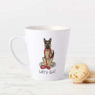 Let's Go! Walk German Shepherd Dog (black tan) Latte Mug