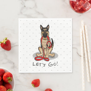 Let's Go! Walk German Shepherd Dog (black tan) Napkin