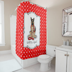 Let's Go! Walk German Shepherd Dog (black tan) Shower Curtain