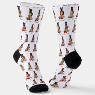 Let's Go! Walk German Shepherd Dog (black tan) Socks
