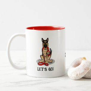 Let's Go! Walk German Shepherd Dog (black tan) Two-Tone Coffee Mug