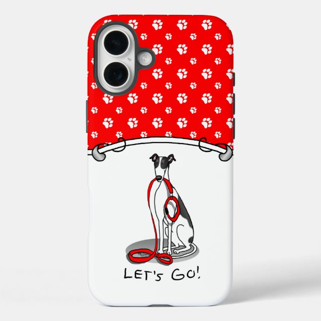 Let's Go! (walk) Greyhound Dog (black white) Funny Case-Mate iPhone Case (Back)