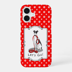 Let's Go! (walk) Greyhound Dog (black white) Funny iPhone 16 Case