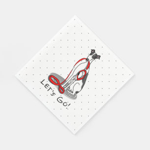 Let's Go! (walk) Greyhound Dog (black white) Funny Napkin