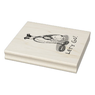 Let's Go! (walk) Greyhound Dog (black white) Funny Rubber Stamp
