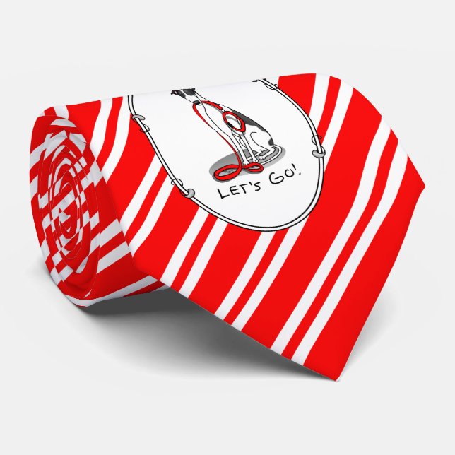 Let's Go! (walk) Greyhound Dog (black white) Funny Tie (Rolled)