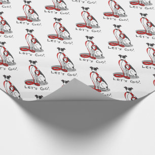 Let's Go! (walk) Greyhound Dog (black white) Funny Wrapping Paper