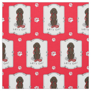 Let's Go! Walk Irish Water Spaniel Dog (liver 1) Fabric