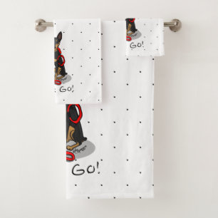 Let's Go! Walk Miniature Pinscher (black tan 1) Bath Towel Set
