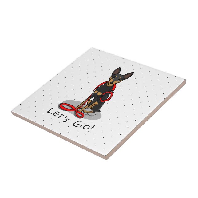 Let's Go! Walk Miniature Pinscher (black tan 1) Ceramic Tile (Side)