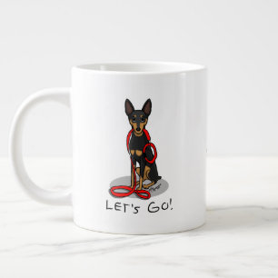 Let's Go! Walk Miniature Pinscher (black tan 1) Large Coffee Mug