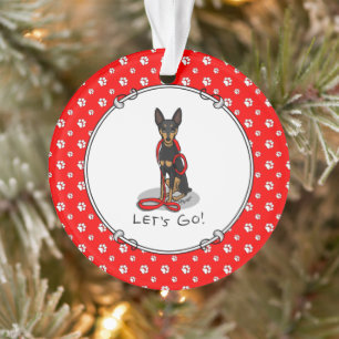 Let's Go! Walk Miniature Pinscher (black tan 1) Ornament