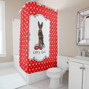 Let's Go! Walk Miniature Pinscher (black tan 1) Shower Curtain