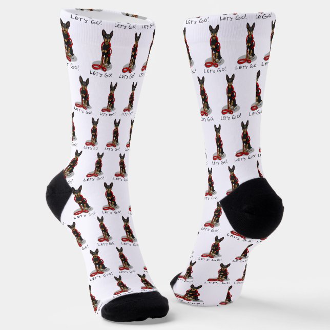 Let's Go! Walk Miniature Pinscher (black tan 1) Socks (Angled)