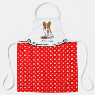 Let's Go! (walk) Papillon (white & red) Dog Cute Apron