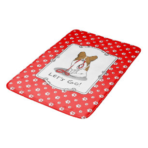 Let's Go! (walk) Papillon (white & red) Dog Cute Bath Mat