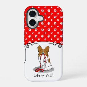 Let's Go! (walk) Papillon (white & red) Dog Cute iPhone 16 Case
