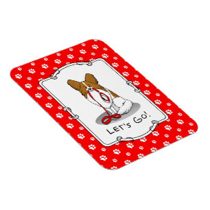 Let's Go! (walk) Papillon (white & red) Dog Cute Magnet