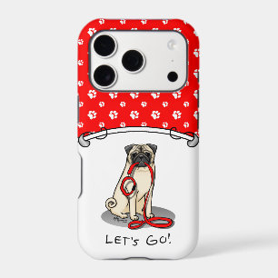 Let's Go! (walk) Pug Dog (light fawn) Leash Cute