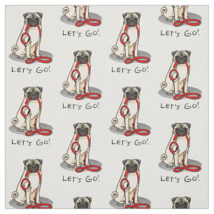 Let's Go! (walk) Pug Dog (light fawn) Leash Cute Fabric