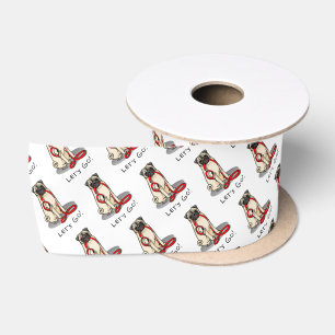 Let's Go! (walk) Pug Dog (light fawn) Leash Cute Satin Ribbon