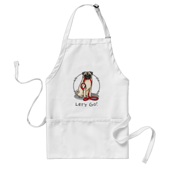 Let's Go! (walk) Pug Dog (light fawn) Leash Cute Standard Apron (Front)