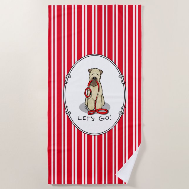Let's Go! Walk Wheaten Terrier Dog (wheaten 1b2) Beach Towel (Front)