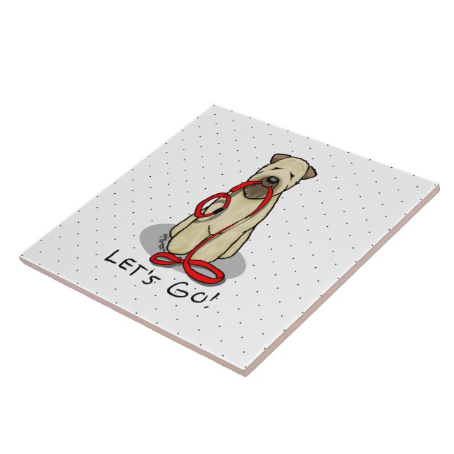 Let's Go! Walk Wheaten Terrier Dog (wheaten 1b2) Ceramic Tile (Side)