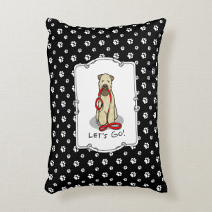 Let's Go! Walk Wheaten Terrier Dog (wheaten 1b2) Decorative Cushion