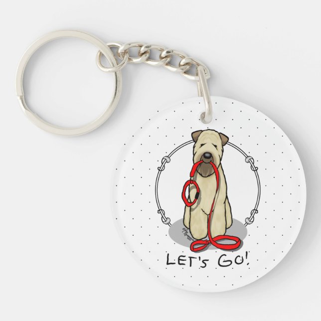 Let's Go! Walk Wheaten Terrier Dog (wheaten 1b2) Key Ring (Front)