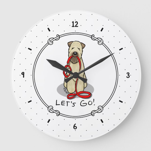Let's Go! Walk Wheaten Terrier Dog (wheaten 1b2) Large Clock (Front)