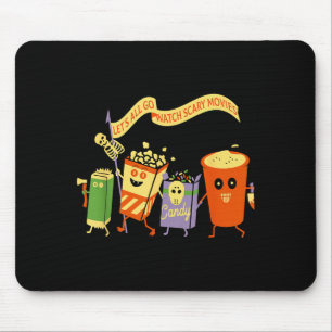 Lets Go Watch Scary Movies FUnny Popcoin Halloween Mouse Pad