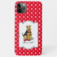 Let's Go! Welsh Terrier Dog with red leash Funny