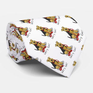 Let's Go! Welsh Terrier Dog with red leash Funny Tie