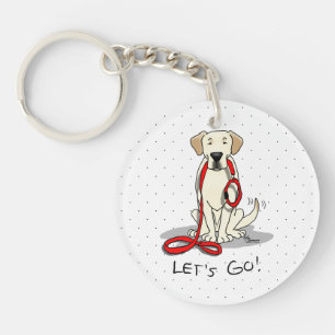Let's Go! Yellow Lab Labrador Retriever Dog Cute Key Ring
