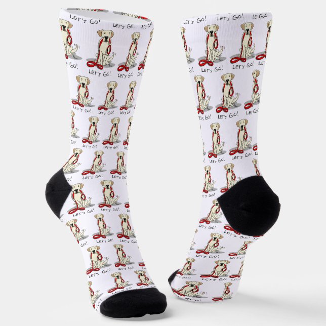 Let's Go! Yellow Lab Labrador Retriever Dog Cute Socks (Angled)