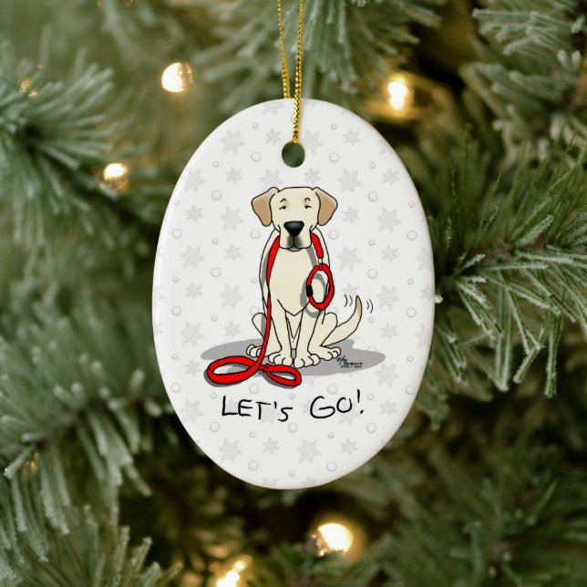 Let's Go! Yellow Labrador Retriever - Cute Dog Ceramic Ornament (Tree)