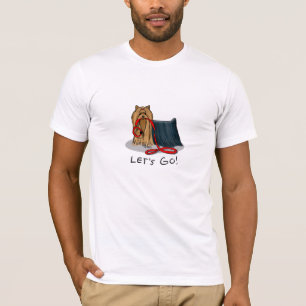 Let's Go! Yorkshire Terrier (Yorkie) Dog w Leash T-Shirt
