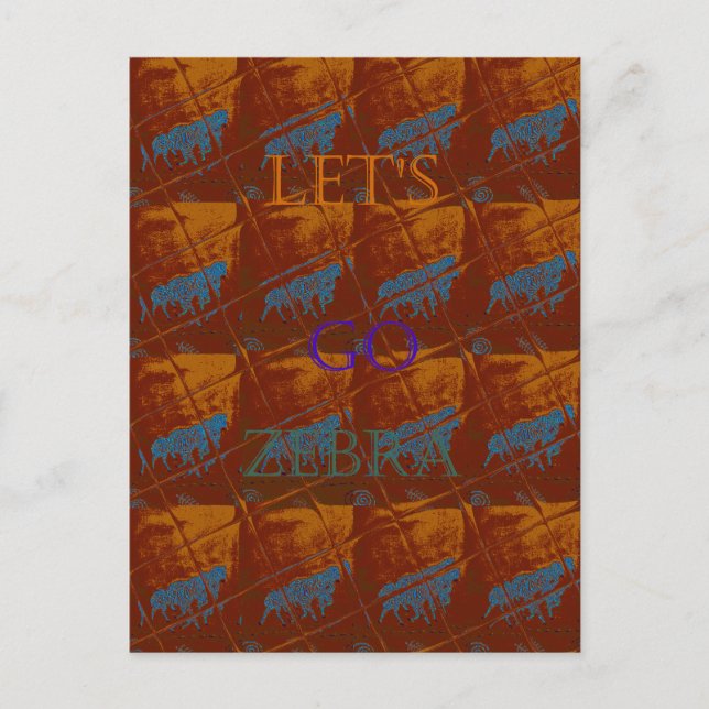 Let's Go Zebra Safari Art Print/Graphic Postcard (Front)