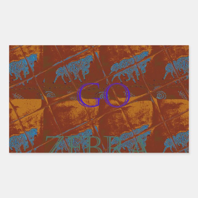 Let's Go Zebra Safari Art Print/Graphic Rectangular Sticker (Front)