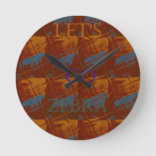 Let's Go Zebra Safari Art Print/Graphic Round Clock