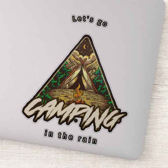 Let's going camping in the rain sticker (Detail)