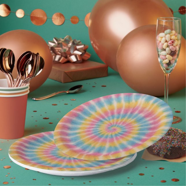 Let's Groove Tie Dye Paper Plates (Multi)