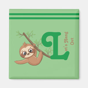 Let's Hang Out Cute Hanging Sloth Funny Magnet