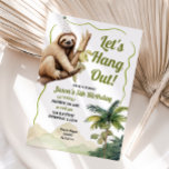 Let's Hang Out Handdrawn Sage Green Sloth Birthday Invitation<br><div class="desc">Let's Hang Out Handdrawn Sage Green Sloth Birthday Invitation</div>