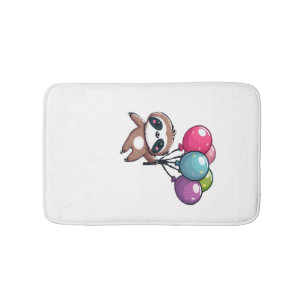 Let's Hang Out It's My Birthday Balloon Sloth , Cu Bath Mat