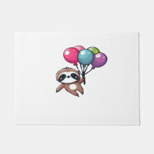 Let's Hang Out It's My Birthday Balloon Sloth , Cu Doormat